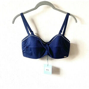 Panache Anya Voyage Bandeau Bikini Swim Top SW1043 Navy/White Size US34D Bra Top